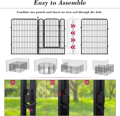 Dog Playpen 40 inch 20 Panels Indoor Outdoor Dog Pen for Large/Medium/Small Dogs Heavy Duty Metal Dog Fence Outdoor for Yard, Puppy Playpen with Door Portable Pet Fence for RV Camping Yard