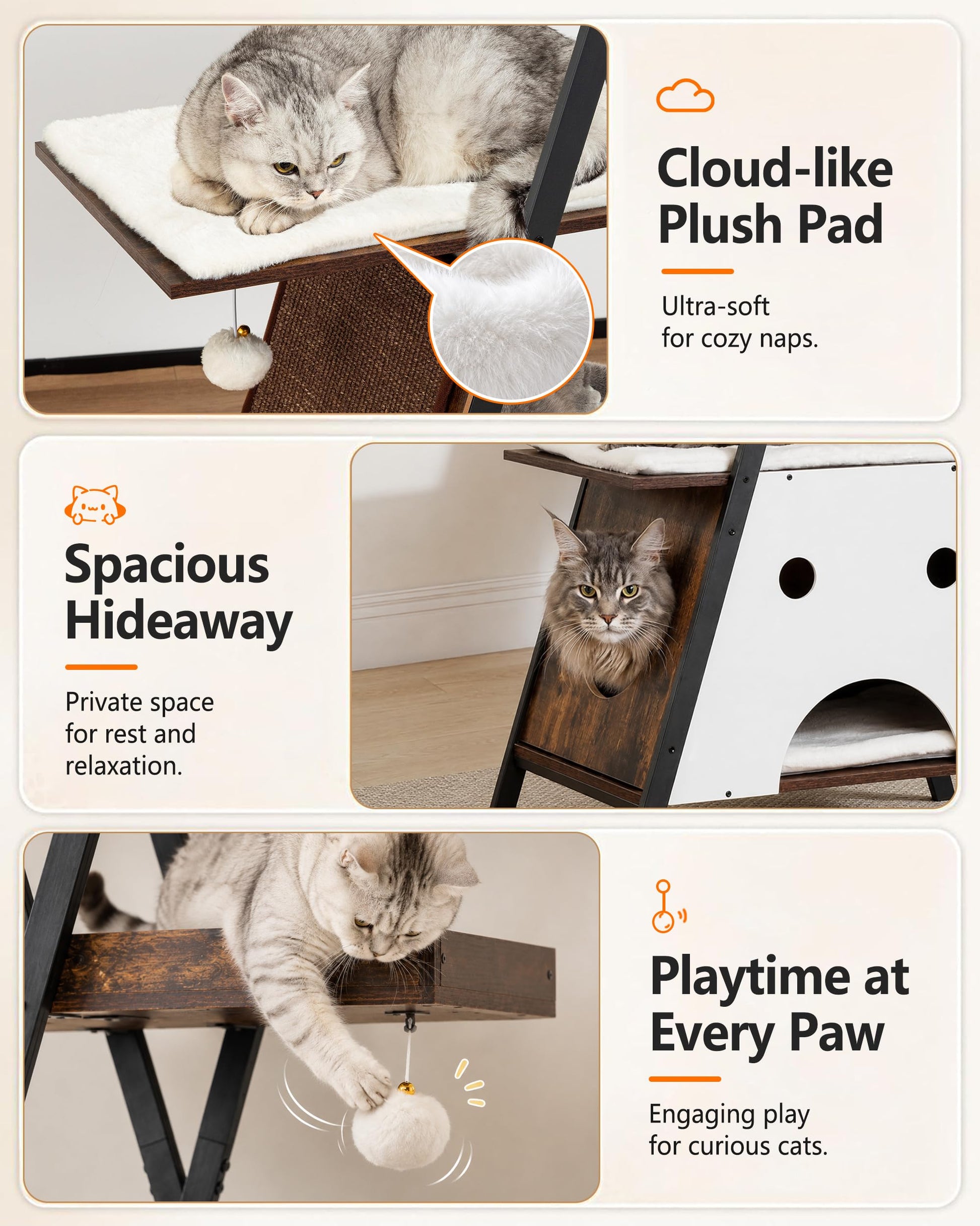 Feliskyn Modern Wood Cat Tree Tower for Indoor Cats. Chosen for real quality, fits naturally into