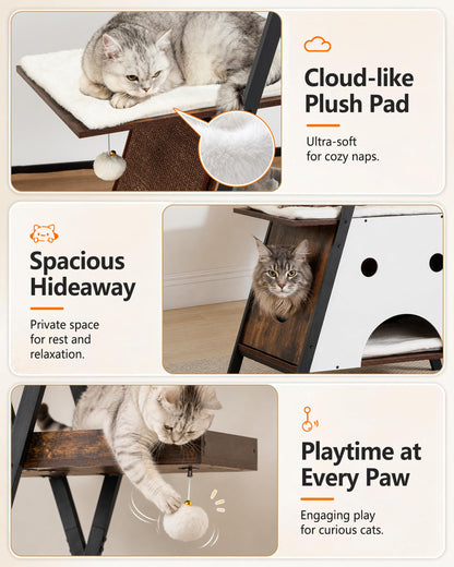 Feliskyn Modern Wood Cat Tree Tower for Indoor Cats. Chosen for real quality, fits naturally into