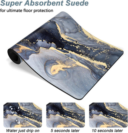 Rnivvi Dog Food Mat, 12" x 19" Marble Absorbent Dog Cat Bowl Mat for Food and Water, Cute Anti-Slip Rubber Pet Feeding Rug Protect Floors, Puppy Placemat for Feeding & Watering Supplies, Grey