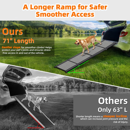 Dog Ramp for Car 𝟕𝟏”𝐱𝟐𝟎” Large Folding Pet Stair. Chosen for real quality, fits naturally into