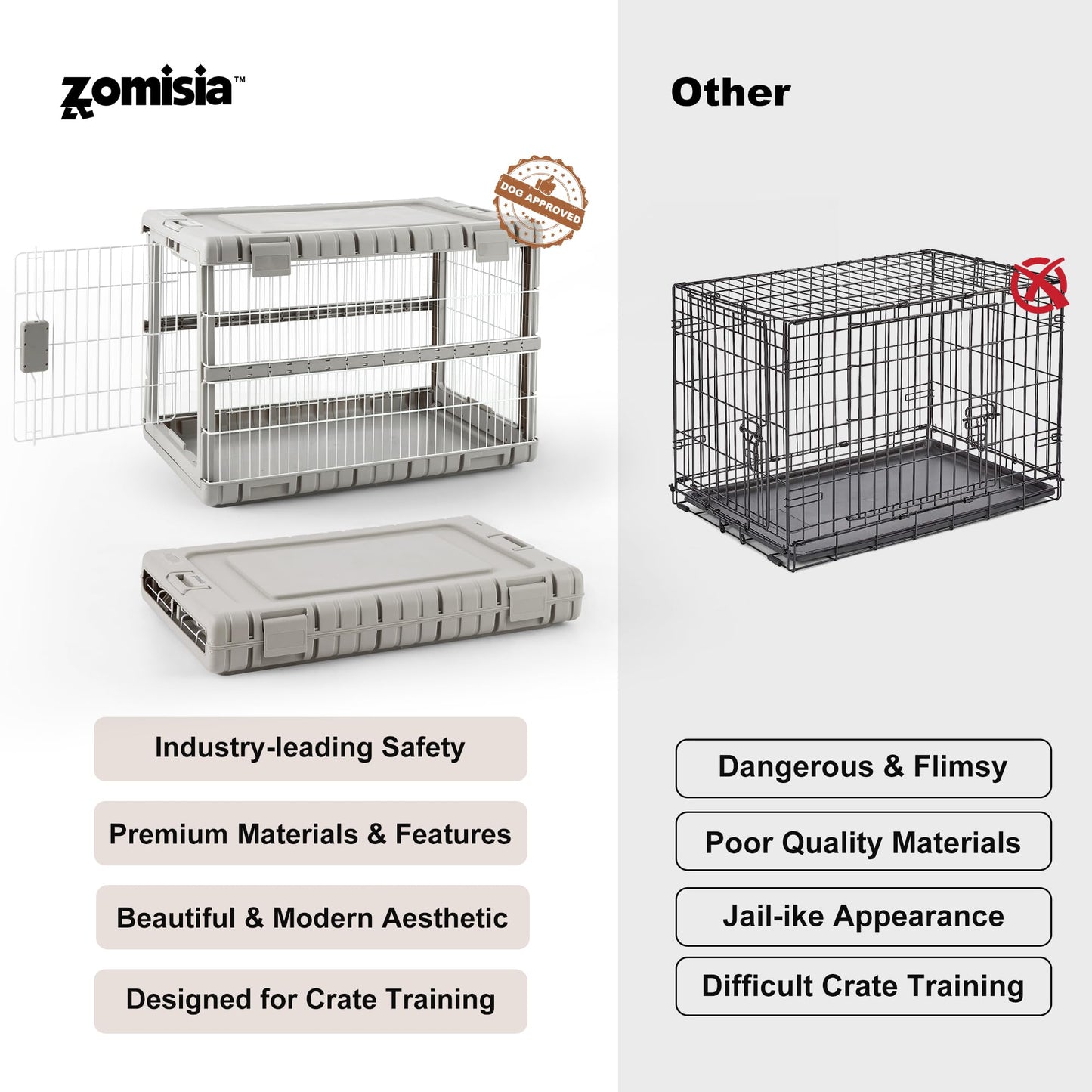 ZOMISIA Collapsible Dog Crate for Large Dogs. Chosen for real quality, fits naturally into modern