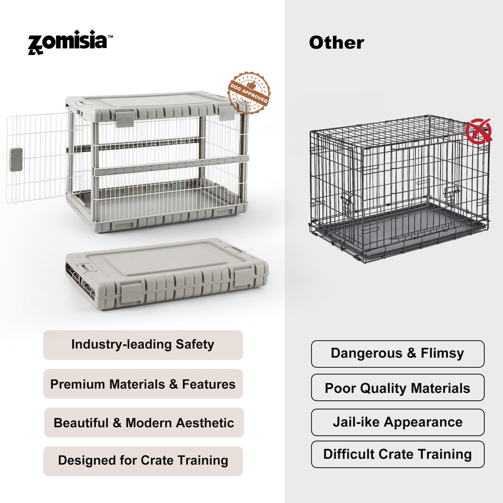 ZOMISIA Collapsible Dog Crate for Large Dogs. Chosen for real quality, fits naturally into modern
