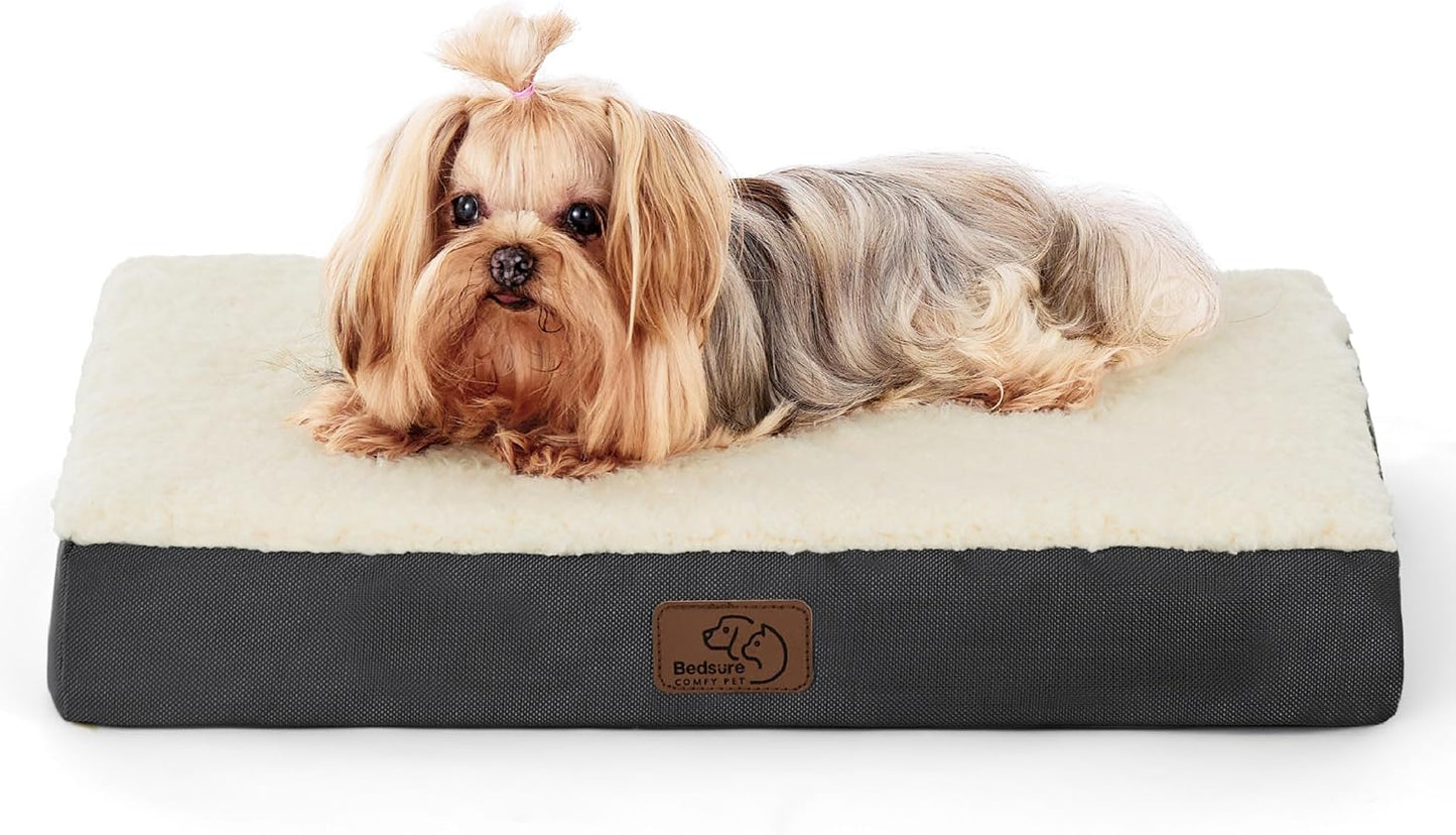 Bedsure Dog Bed for Small Dogs - XS Orthopedic Flat Puppy Beds with Removable Washable Cover, Egg Crate Foam Pet Mat, Suitable for Pet or Cats Up to 15 lbs