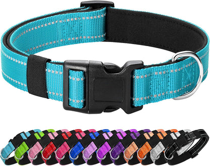 Reflective Dog Collar Padded with Soft Neoprene Breathable Quick Release Basic Dog Collars for Puppy Small Dogs Sky Blue