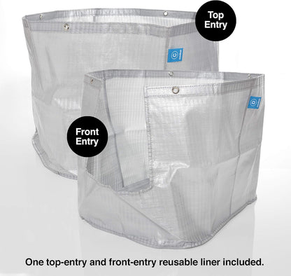 Modkat® XL Litter Box, Top or Front-Entry Configurable, Full Height Seamless Base, Reusable Litter Liners, Sifting Litter Scoop, 2X Bamboo Charcoal Filters - Gray