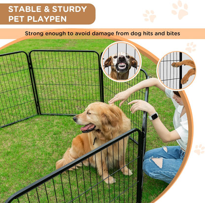 BestPet | Dog Playpen Extender | 40 Inch, 2 Panels | Heavy Duty Metal Pet Exercise Pen | Indoor Outdoor Fence Panels | Rust-Resistant, Removable, Tool-Free Setup | Anti-Skid, Expandable Design