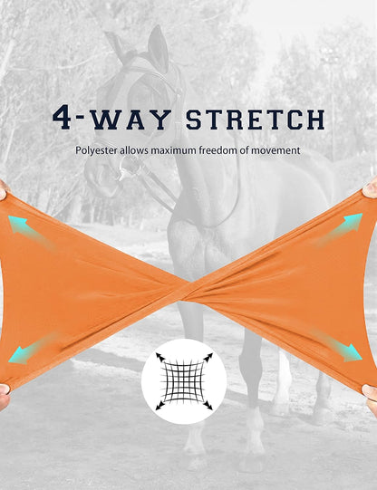 Horse Fly Mask with Ears, UV Protection Mask for Horses, Elasticity Mask with Big Mesh Eye Covers, Snug Fitting Comfortable Breathable Lightweight Red Orange Full Size