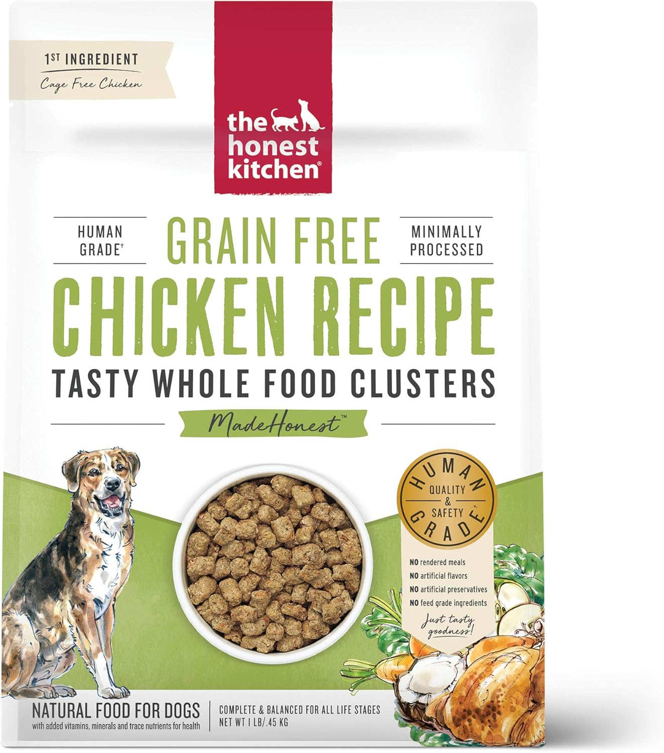 The Honest Kitchen Whole Food Clusters Grain Free Chicken Dry Dog Food, 1 lb Trial Pouch
