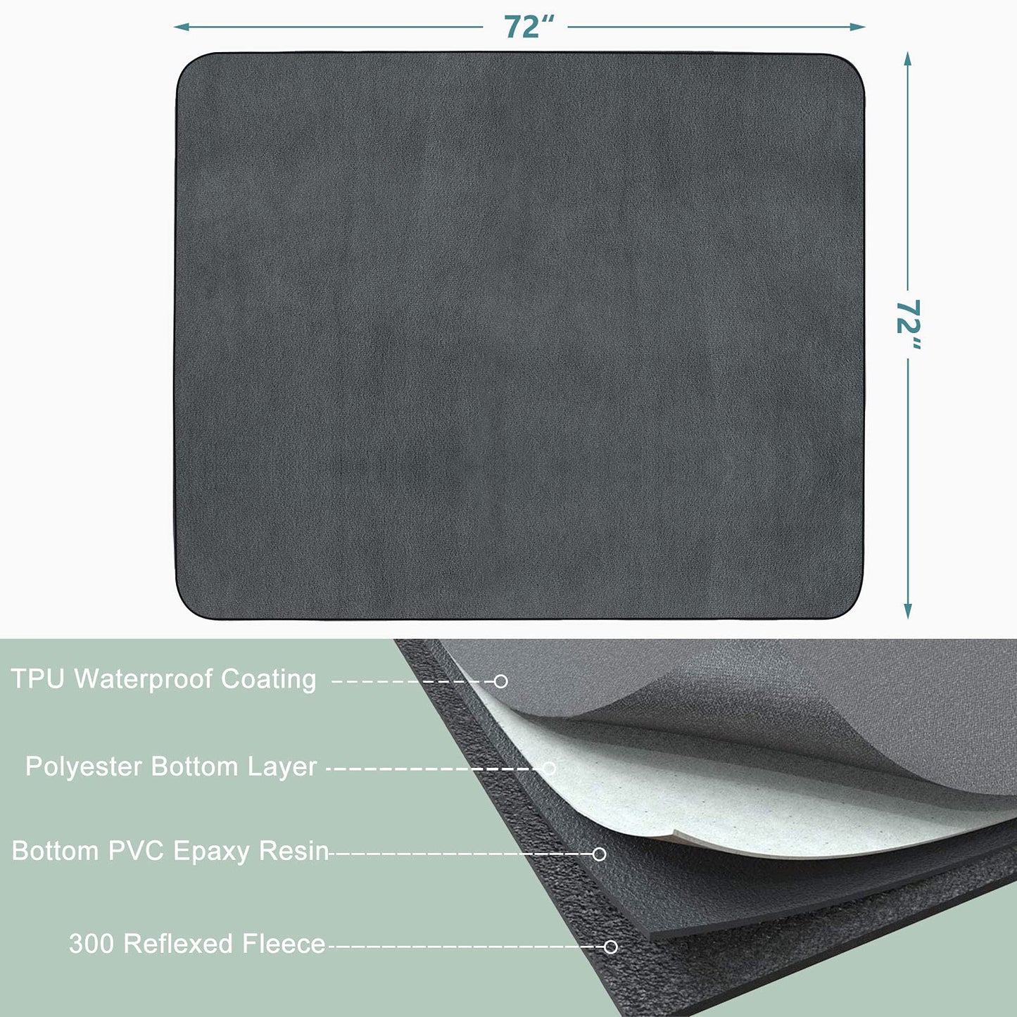 INVENHO Washable Pee Pads for Dogs 72"x72" Reusable. Chosen for real quality, fits naturally into