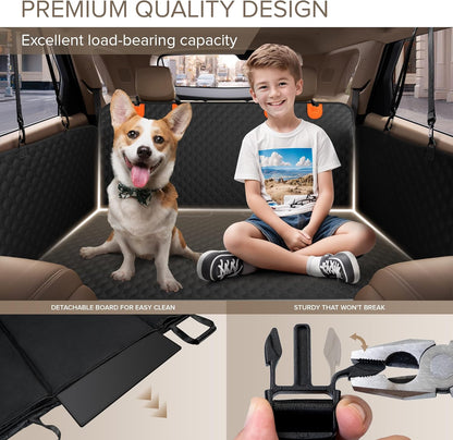 Back Seat Extender for Dogs, Heavy Duty Dog Car Seat Cover for Back Seat and Aggressive Chewer, Large Hard Bottom Car Seat Cover for Dogs, Dog Hammock for Car, Travel Pet Car Bed for Car, SUV, Truck