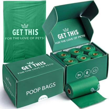 Biodegradable Dog Poop Bag - 180 Dog Waste Bags Total, Leakproof & Odor-Trapping, Durable Doggy Waste Bags - 12 Rolls (15 Pet Poop Bags Per Roll), 13x9" Environment-friendly Potty Bags