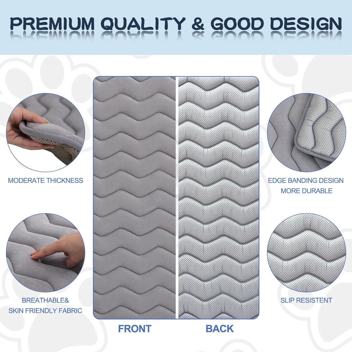 Bubble bear Dog Crate Mat - Upgraded Thick, Ultra Soft, Washable & Anti-Slip Kennel Pad for Small/Medium/Large Dogs, Dark-Hued to Hide Stains (48"x30")