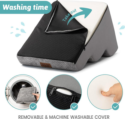 Dog Stairs for Small Dogs 15.7" H, Curved Dog Step for Puppy, Older Cat, Medium Pet Ramp for Sofa, Couch or Bed, Ladder with High Density Foam, 15.7x22.4x15.7 inch, 3 Step, Grey