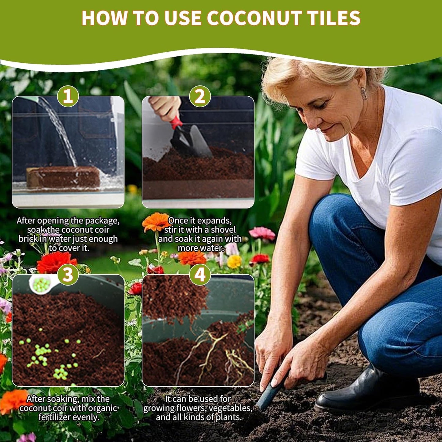 Coco Coir Brick for Plants- 5 Pack,1.4lbs 100% Organic Coconut Coir Soil Neutral pH, for Plant Growth and Root Developmentfor Growing Vegetables & Ideal Reptile Bedding (5)