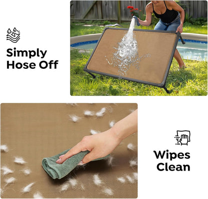 Veehoo Chew Proof Dog Cots - Large Dog Anti-Scratch Hammock Bed for Training, Off Ground, Cooling