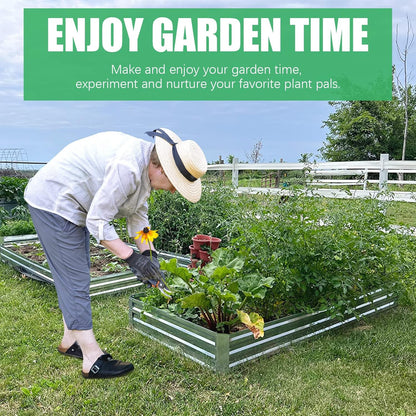 SnugNiture Galvanized Raised Garden Bed 8x4x1FT Outdoor Large Metal Planter Box Steel Kit for Planting Vegetables, Flowers