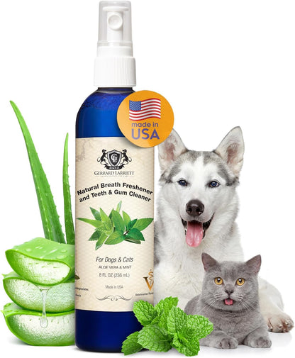 Dog Mouthwash, Dog and Cat Breath Spray with Baking Soda - 8 oz Natural Dog Breath Fresheners with Mint and Aloe Vera Mouth Spray for Tartar Control and Plaque, Dog Teeth Cleaning by Gerrard Larriett