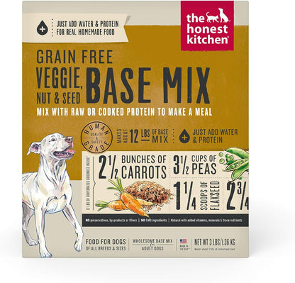 The Honest Kitchen Human Grade Dehydrated Grain Free Veggie, Nut & Seed Base Mix for Dogs 3 lb - Kindly