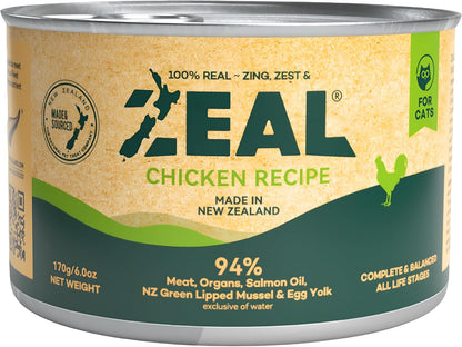 ZEAL New Zealand Wet Cat Food – High Protein, Grain-Free with Superfoods (Chicken, 6oz Can, 12-Pack)