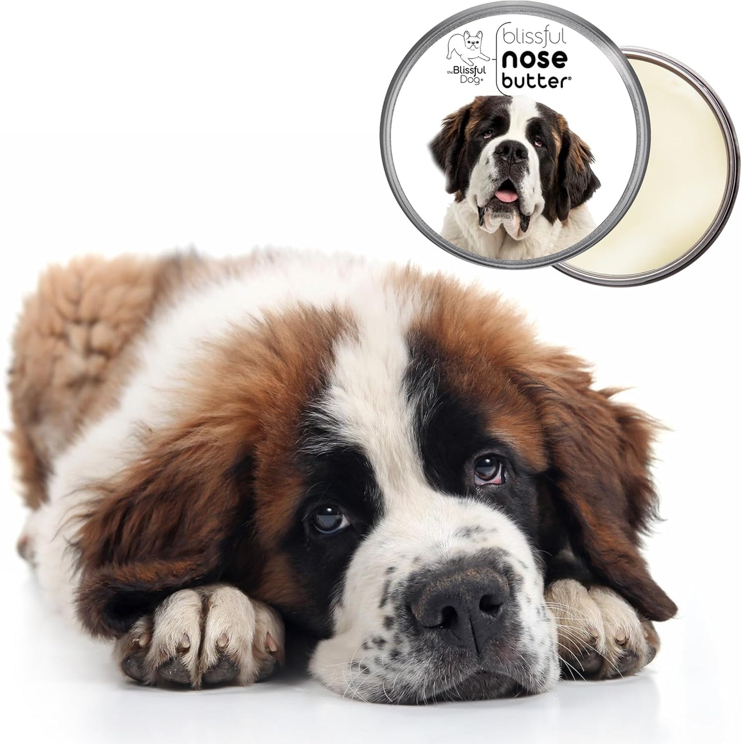 The Blissful Dog St. Bernard Nose Butter, Versatile Dog Nose Balm for Dry Nose, Handcrafted Nose Moisturizer, Easy-to-Apply Dog Essentials, Unscented, 2 oz.