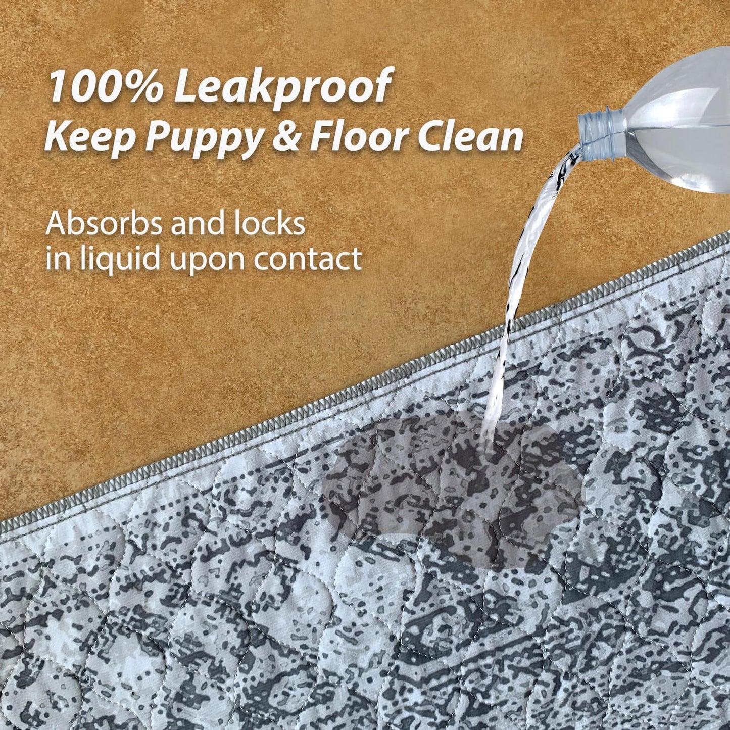 nunubaby 2PACK Washable Pee Pads for Dogs, Stylish, Non-Slip and Leak-Proof Pee Pads. Reusable Potty Pads for Dogs for Crates and Floors.(Gray/Geo, 72" x72")