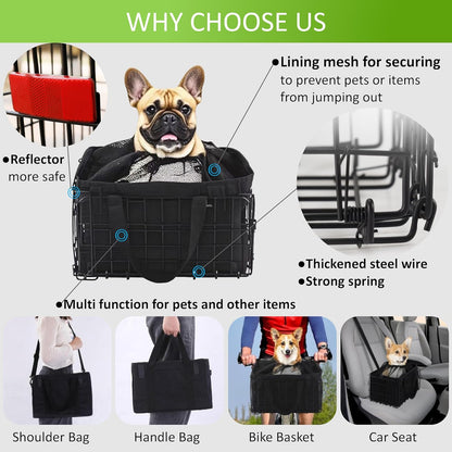 Large Dog Bike Basket with Removable Liner Bag, Portable Rear Bike Basket Carrier for Travel, Waterproof Bike Storage Suit for Front/Rear/Side of Bicycle, Ebike Accessoriest for Pets, Fruit & Grocery