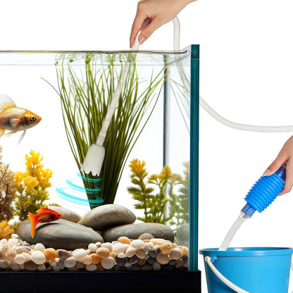 Aquarium Fish Tank Cleaning Tool Kit Include 4 Pcs Long Aquascape Tools Kit 1 Pcs Magnetic Glass Cleaner Brush 5 in 1 Fish Tank Gravel Cleaner and Siphon Vacuum for Terrarium Fish Tank Set