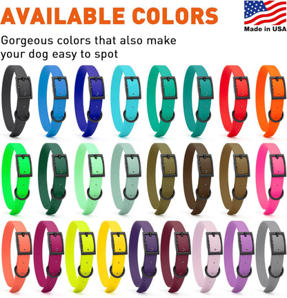 Dogline Biothane Waterproof Dog Collar Strong Coated Nylon Webbing with Black Hardware Odor- Proof for Easy Care Easy to Clean High Performance Fits Small Medium or Large Dogs, Sea Foam Green