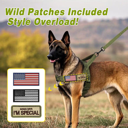 Forestpaw No Pull Dog Harness - Soft Flannel Padded Tactical Dog Vest Harness with Quick Release Buckle, Adjustable Reflective Pet Harness for Medium Large Dogs Walking Training,Green L