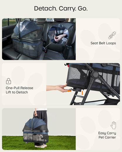 OJCME 3 in 1 Pet Carrier Stroller for Small/Medium. Chosen for real quality, fits naturally into