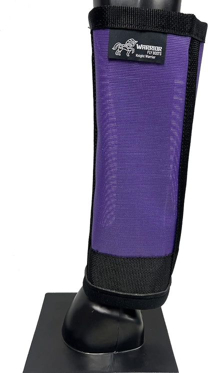 Warrior Fly Boots for Horses - Breathable Mesh Horse Boots for Fly Protection & Leg Comfort - Set of 4 (Knight Warrior, Purple)