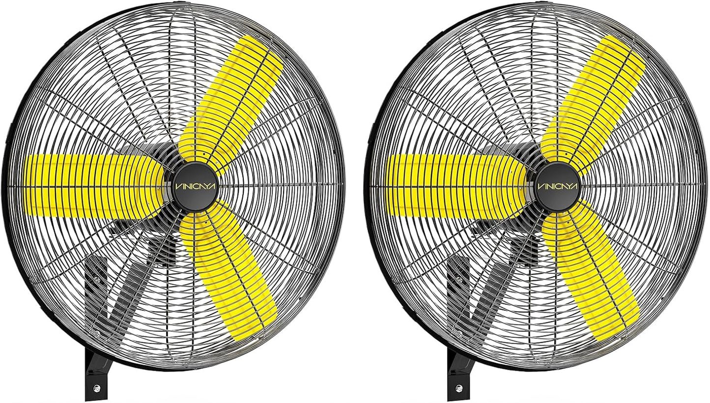 24 Inch Industrial Wall Fan Oscillating with 2 Pack, 7800 CFM Commercial Metal Wall Mount Fans with Poweful Motor, 3 Speed, Heavy Duty Indoor for Warehouse, Workshops, and Garage, UL Listed