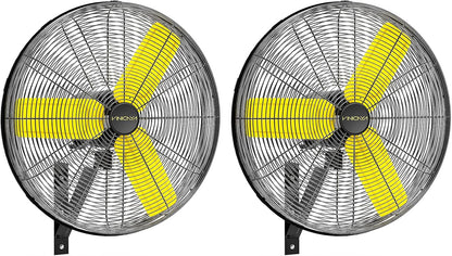 24 Inch Industrial Wall Fan Oscillating with 2 Pack, 7800 CFM Commercial Metal Wall Mount Fans with Poweful Motor, 3 Speed, Heavy Duty Indoor for Warehouse, Workshops, and Garage, UL Listed