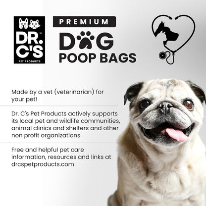 100% Certified Compostable Dog Poop Bags - Dr. C's Premium Dog Poop Bags - 120 Bags / 8 Rolls, Extra thick, Leak Proof, Unscented, Plant Based and Earth Friendly