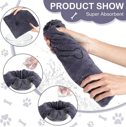 Chumia 8 Pcs Dog Towels for Drying Dogs Cats Pet Towels Bulk Puppy Microfiber Quick Drying Paw Bath Bathing Supplies Absorbent for Medium Pets(Gray,55 x 28 Inch)