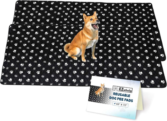 EZwhelp Reusable Dog Pee Pads, Washable Waterproof Mats for Dog Potty Training or Whelping Pads, 48x72 Inch, 2 Pack