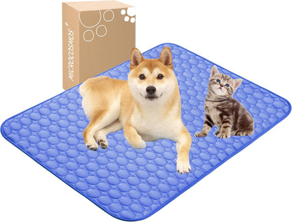MICROCOSMOS Summer Cooling Mat & Sleeping Pad- Water Absorption Top, Easy Carry, EZ Clean, Materials Safe. Keep Cooling for Pets, Kids and Adults.(Navy Blue, 40" x 28")