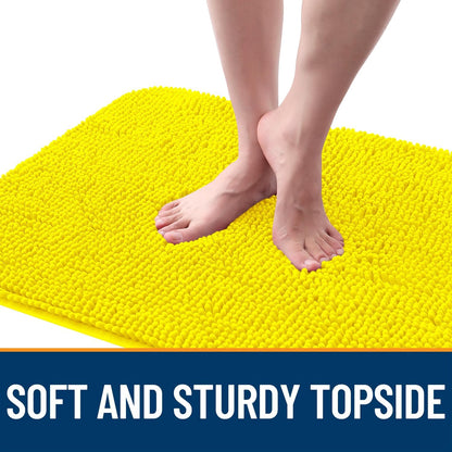 OLANLY Dog Door Mat for Muddy Paws 24x16, Absorbs Moisture and Dirt, Absorbent Non-Slip Washable Doormat, Quick Dry Chenille Mud Mat, Entry Indoor Entryway Carpet for Inside Floor, Lemon Yellow