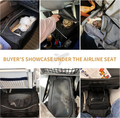 ‌Petsfit Airline Approved Pet Carrier for Small Cats, 16.5x8.6x11 TSA Approved Carrier, with Removable Dual-Sided Padding (2-Way Placement) - Fits Under Most Airplane Seats, Escape Proof (Black)