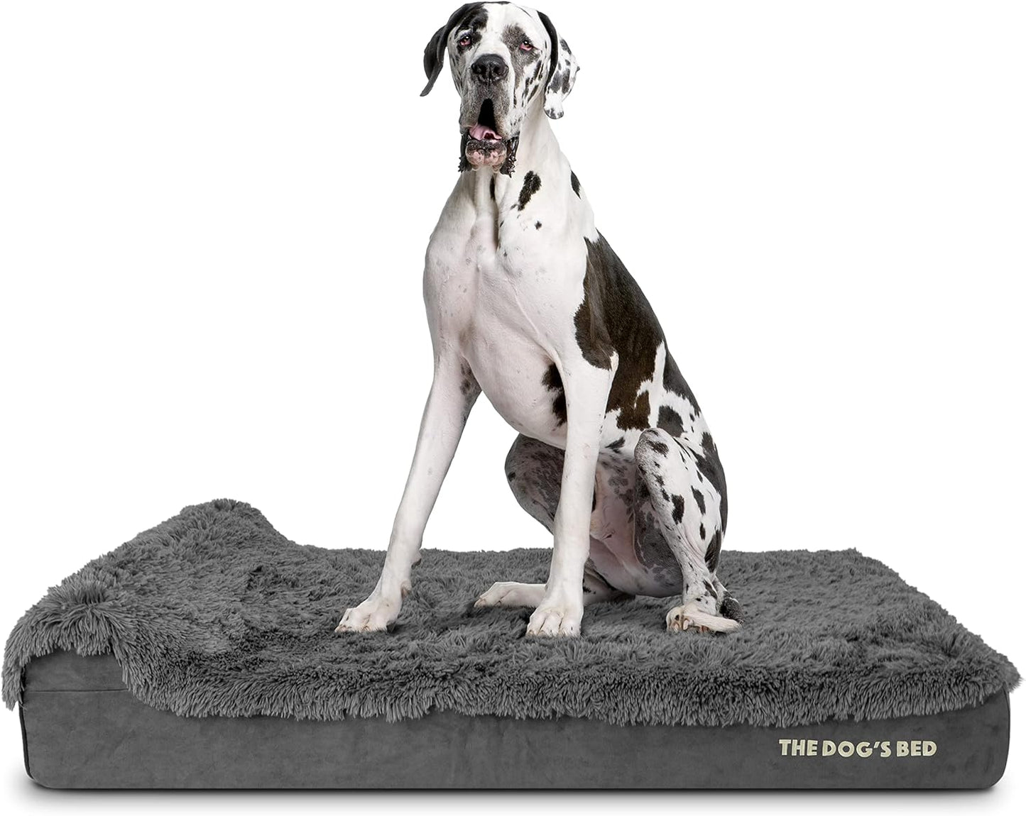 The Dog’s Bed Orthopedic Headrest Dog Bed XXL Grey Fur 54x36, Memory Foam, Pain Relief: Arthritis, Hip & Elbow Dysplasia, Post Surgery, Lameness, Veterinary Approved, Waterproof Washable Cover