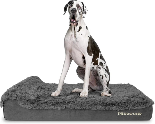 The Dog’s Bed Orthopedic Headrest Dog Bed XXL Grey Fur 54x36, Memory Foam, Pain Relief: Arthritis, Hip & Elbow Dysplasia, Post Surgery, Lameness, Veterinary Approved, Waterproof Washable Cover