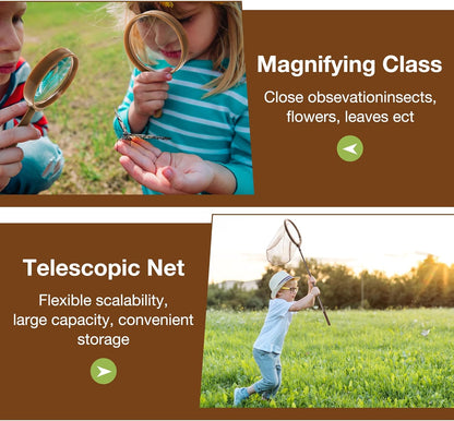 ROBUD Kids Explorer Kit, Bug Catcher Kit with Bag Kit, Outdoor Exploration Set for Camping, Montessroi Toy for Kids Coming Closer to Nature，WRP07