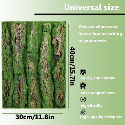 15.75x11.81in Reptile Terrarium Cork Background,Bearded Dragon Tank Bark Backdrop Wall Decor with Artificial Moss for Gecko Lizard Tortoise Frog Chameleon(4Pcs)