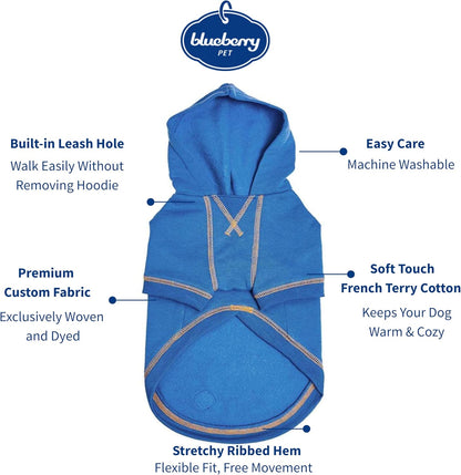 Blueberry Pet Essentials Hoodie – 22″ Cotton‑Blend Sweatshirt with Hood, Alaskan Blue, Machine‑Washable Dog Jersey