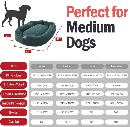 Majestic Pet 32 Inch Micro Velvet Calming Dog Bed Washable 32x23x7 (inch) – Cozy Soft Round Donut Dog Bed with Spine for Head Support - Pet Bed Medium – Marine (2025)