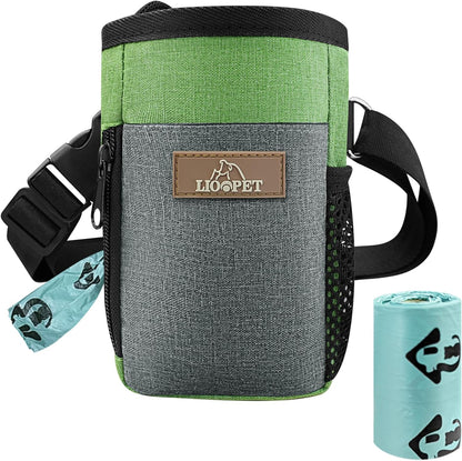 Dog Treat Pouch Training Behavior Aid, Dog Treat Training Bag for Dog Walks Outdoor Activities Travel, Built-in Poop Bag Dispenser 3 Ways to Wear