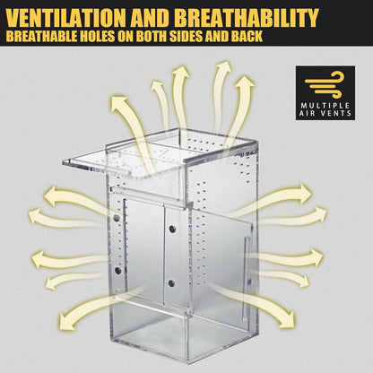 Small Reptile Terrarium – Jumping Spider Enclosure with Water-Holding Design – Spider & Tarantula Enclosure, Praying Mantis Habitat, Reptile Enclosure & Accessories