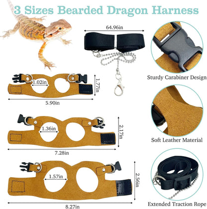 PINVNBY Bearded Dragon Carrier Backpack with Harness and Leash Set Large Reptile Travel Carrier Portable Lizard Backpack Clear Bubble Window Small Animal Carrying Bag for Gecko Kitten Rabbit (Gray)