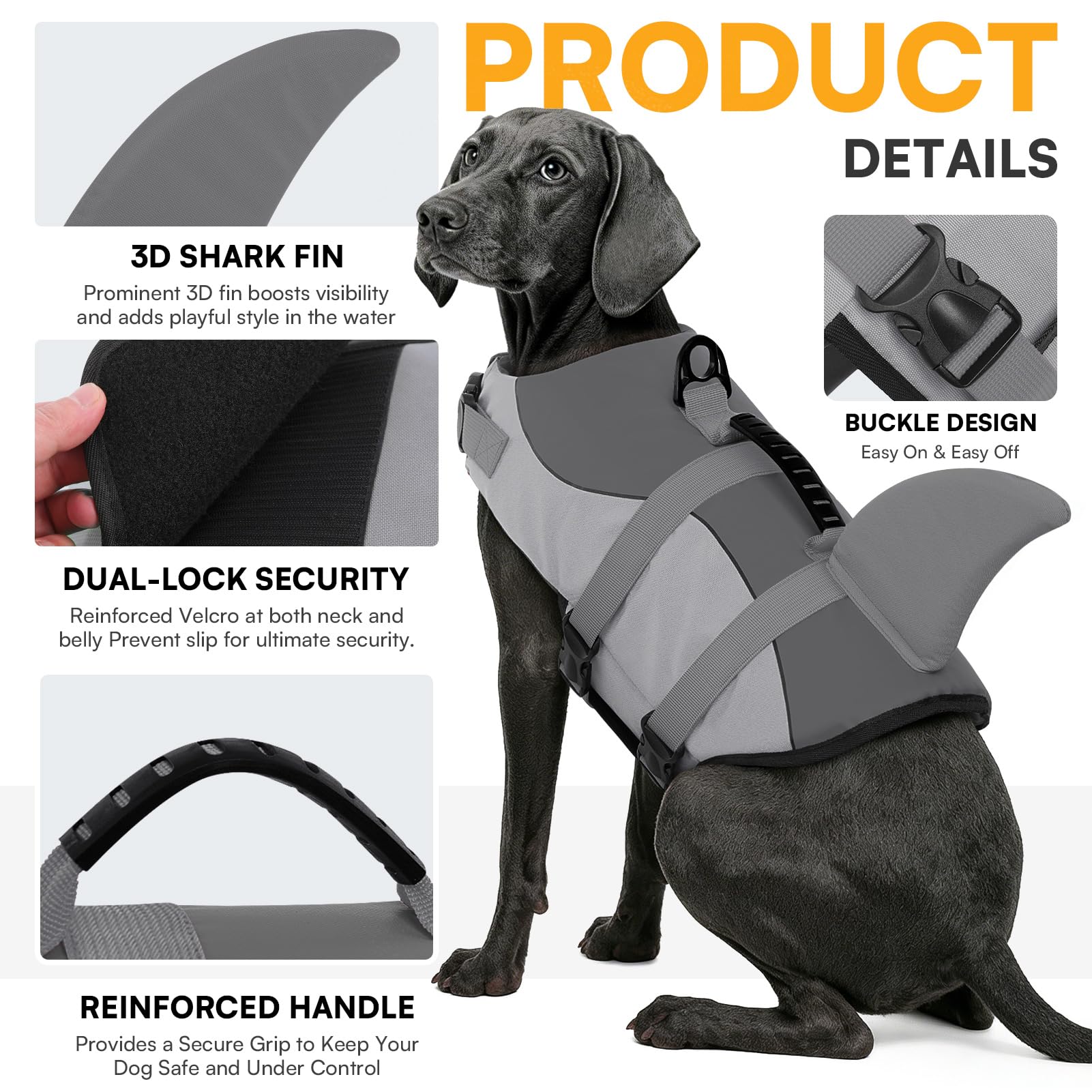 Queenmore Dog Life Jacket Ripstop Shark Dog Safety. Chosen for real quality, fits naturally into